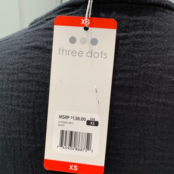 Three Dots Double Gauze Top, Black, Various Sizes, NWT - Picture 6 of 7